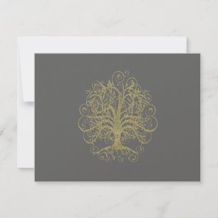 Gold Swirl Tree Gray Wedding Response Card UAWG RSVP Karte