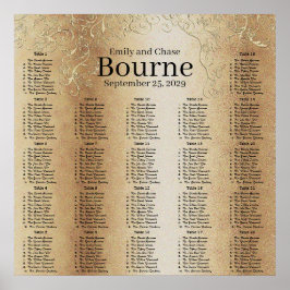 Gold Swirl Wedding Seating Chart Poster