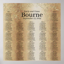 Gold Swirl Wedding Seating Chart