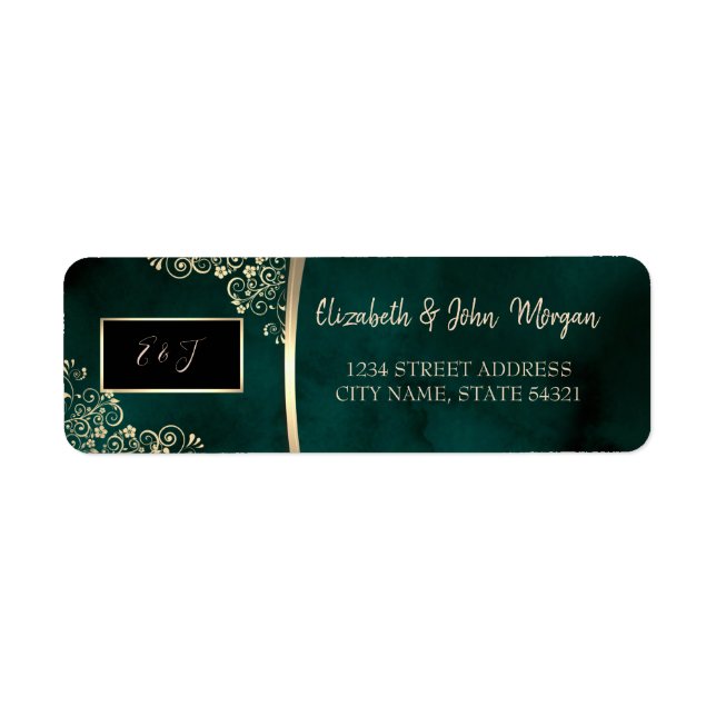 Gold Swirls Emerald Green Wedding  (Vorne)