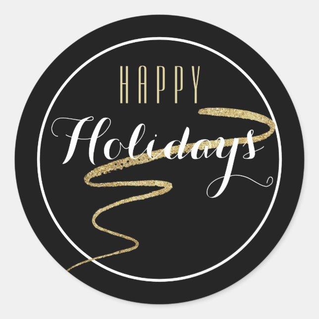 Gold Swoosh Happy Holiday Sticker (Vorderseite)