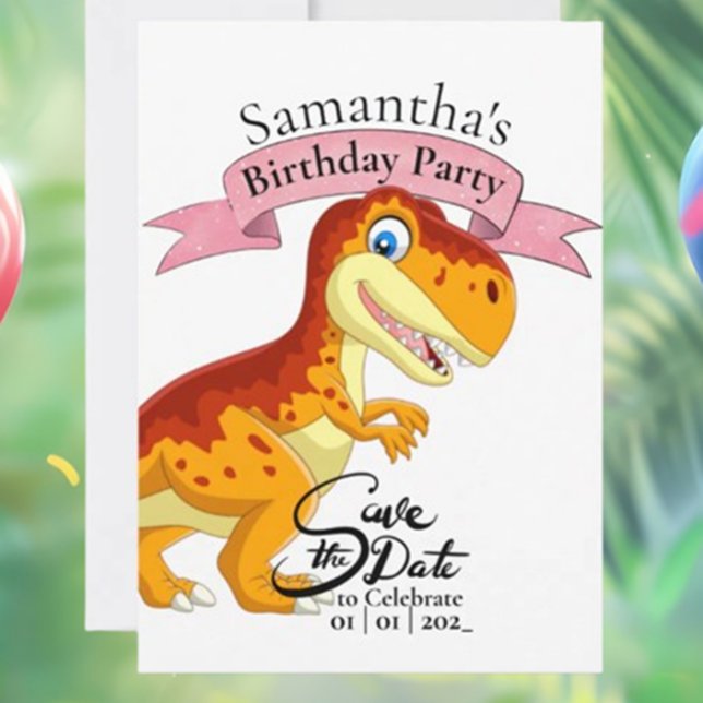 Gold T Rex, Geburtsmädchen Einladung (Gold T Rex Happy Birthday  Invitation – Roar with Fun!)