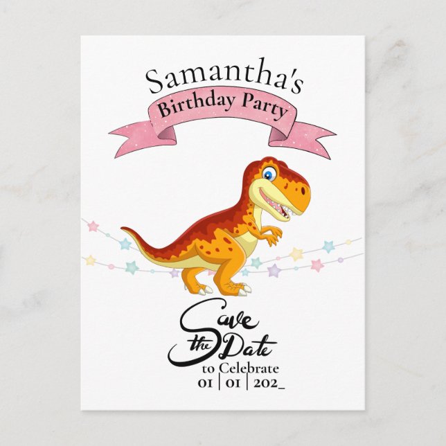 Gold T Rex, glückliches Geburtstagskind Postkarte (Vorderseite)