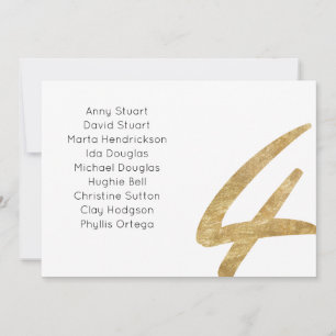 Gold Tabelle 4 Tischnummer Hochzeitskarte