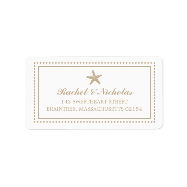 Gold Tan Graceful Starfish | Postadresse Adressaufkleber (Vorne)
