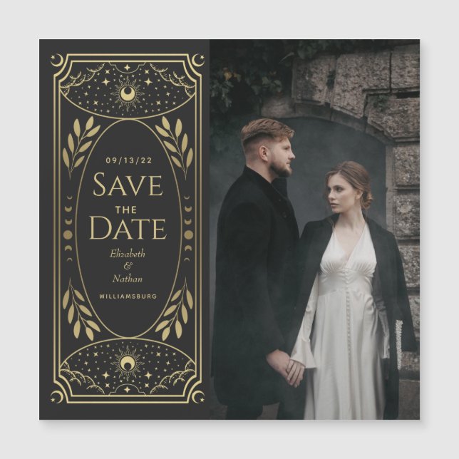 Gold Tarot Card Foto Save the Date Magneteinladung (Vorderseite)