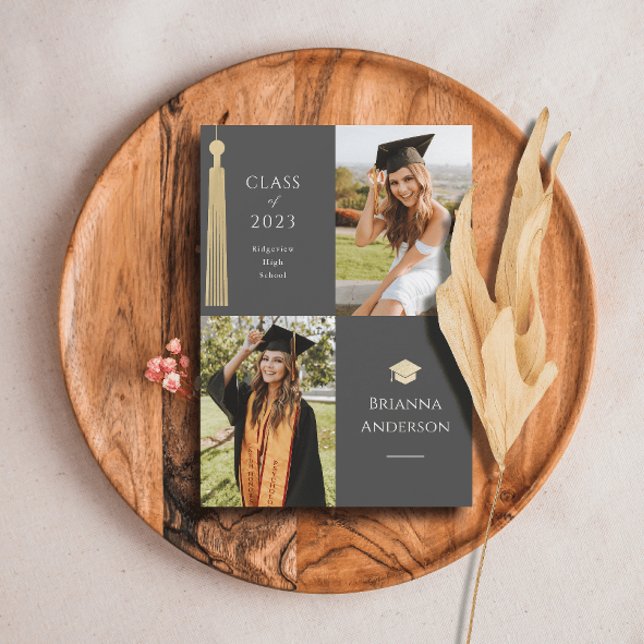 Gold Tassel & Cap 2 Foto Abschluss Ankündigung (Von Creator hochgeladen)