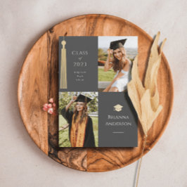 Gold Tassel & Cap 2 Foto Abschluss Ankündigung