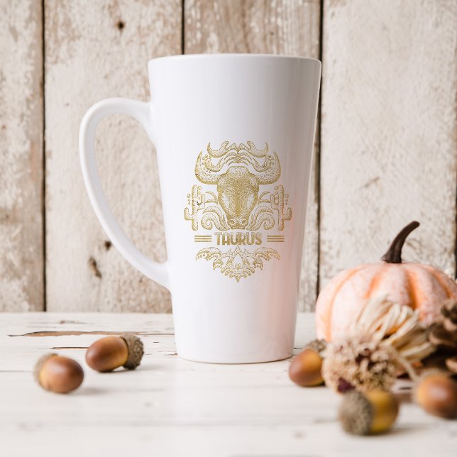Gold Taurus Astrologie Zodiac Sign | Monogramm Milchtasse (Von Creator hochgeladen)