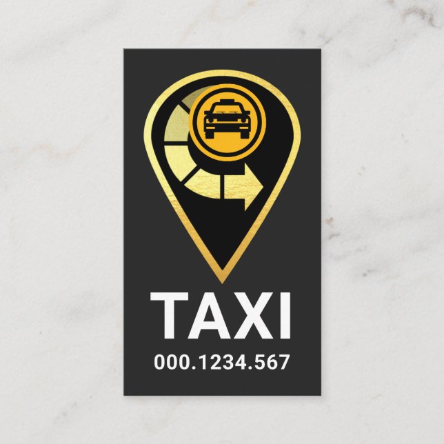 Gold Taxi Location Icon Visitenkarte (Vorderseite)