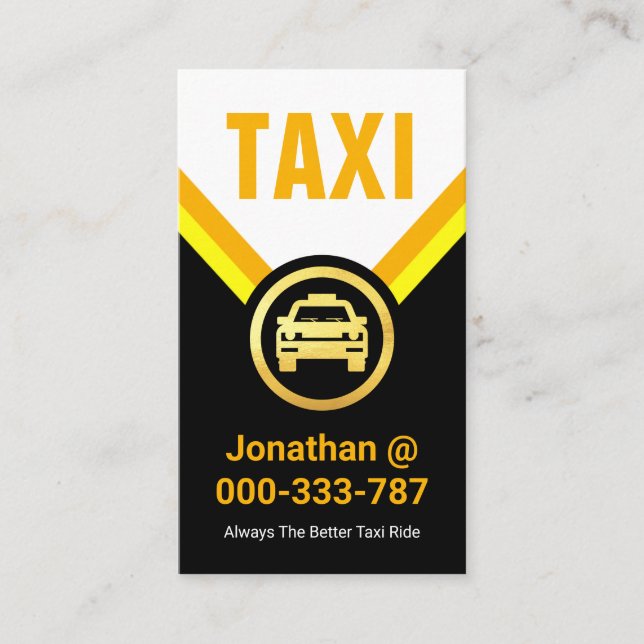 Gold Taxi Medallion Cab Fahrer Visitenkarte (Vorderseite)