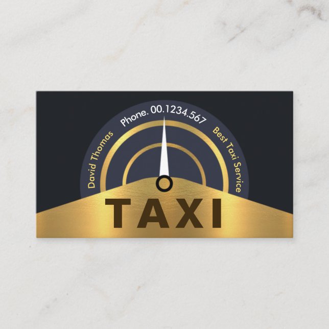 Gold Taxi Speedometer Visitenkarte (Vorderseite)