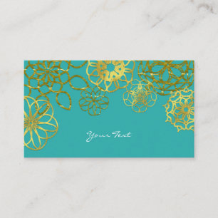 Gold & Teal Florale Mandalas Visitenkarte