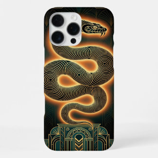 Gold Teal iPhone 16 Pro Max Case | Mystical Snake  Hülle