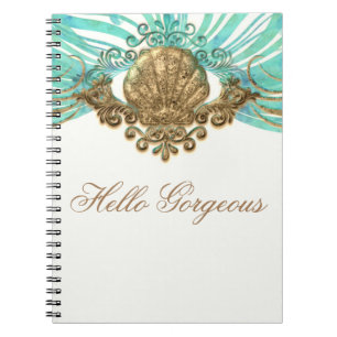 Gold & Teal Meeresschalen-Glamour-Strand Elegantes Notizblock