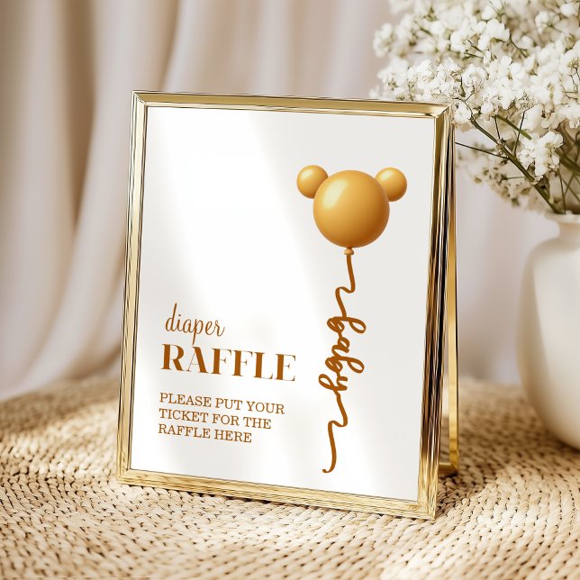 Gold Teddy Balloon Diaper Raffle Sign Poster (Von Creator hochgeladen)
