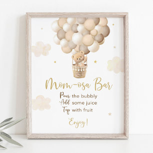 Gold Teddy Bear Baby Dusche Mimosa Bar Sign Poster