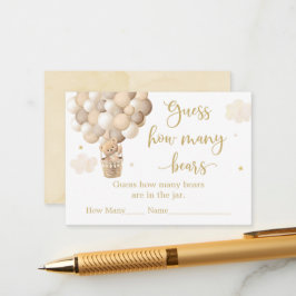 Gold Teddy Bear Balloon Baby Dusche schätzt wie vi Begleitkarte