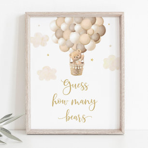 Gold Teddy Bear Balloon Baby Dusche schätzt wie vi Poster
