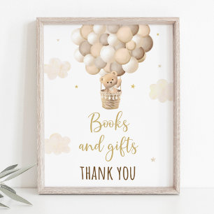 Gold Teddy Bear Balloons Babydusche Geschenke Schi Poster