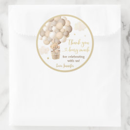 Gold Teddy Bear Hot Air Ballon Babydusche Runder Aufkleber