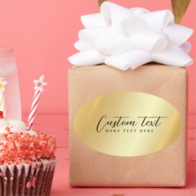 Gold Template Your Custom Text Elegant Handwritten Ovaler Aufkleber (Party)