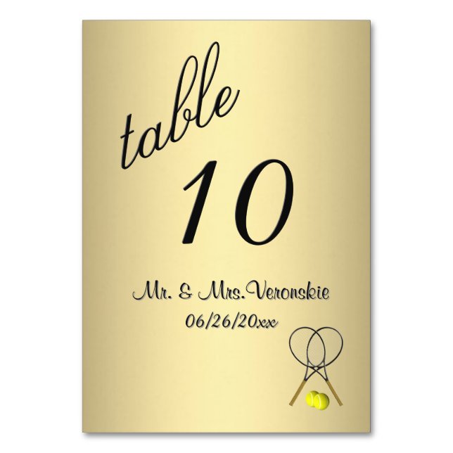 Gold Tennis Tischnummer (Vorderseite)