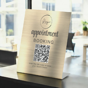 Gold Terminierung Buchung QR Code Geschäft Sockelschild