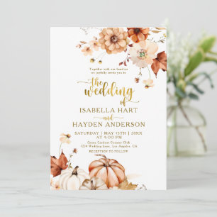 Gold Terracotta Rostflora Rustikale Hochzeit Einladung