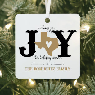 Gold Texas JOY Foto Holiday Ornament Aus Metall