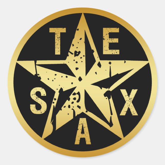 GOLD TEXAS STAR RUNDER AUFKLEBER (Vorderseite)