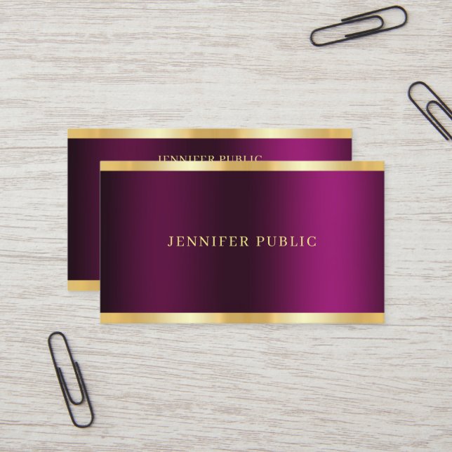 Gold Text Elegant Purple Template Professional Visitenkarte (Vorderseite/Rückseite Beispiel)