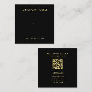 Gold Text Moderner QR-Code Elegantes Schwarzes Tem Quadratische Visitenkarte