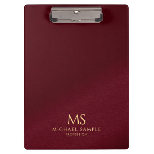 Gold Text Name Monogramm Personalisiert Elegant Ro Klemmbrett