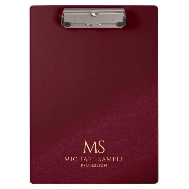 Gold Text Name Monogramm Personalisiert Elegant Ro Klemmbrett (Vorderseite)