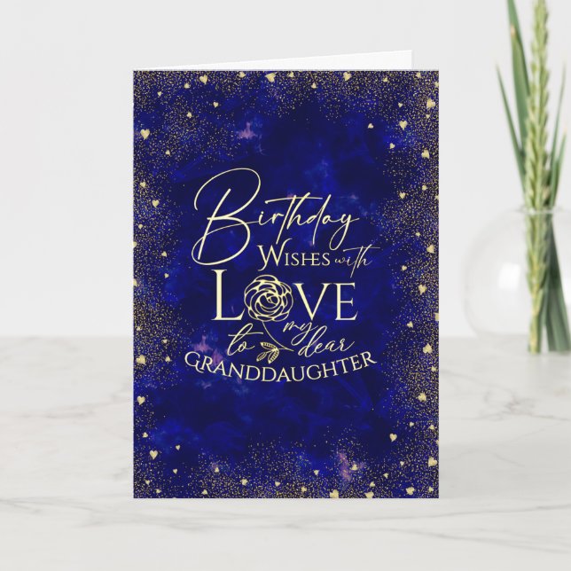 Gold Text Night Sky Birthday  Granddaughter Photo Karte (Vorderseite)