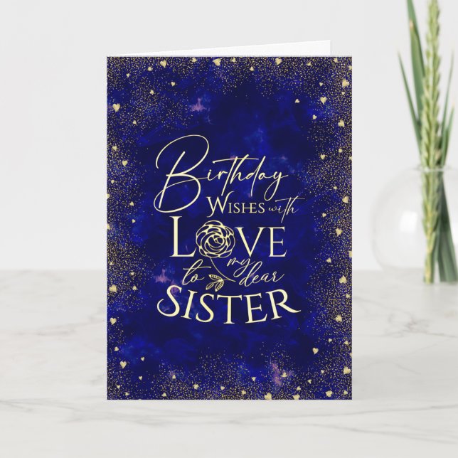 Gold Text Night Sky Birthday  Sister Photo Karte (Vorderseite)