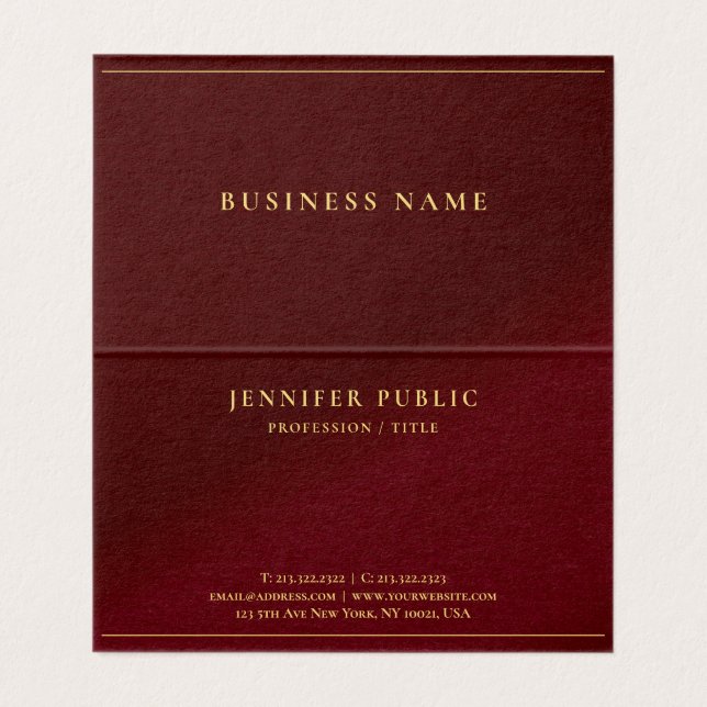 Gold Text Professional Elegant Vorlage Gefaltet Visitenkarten (Innenseite Aufgefaltet)