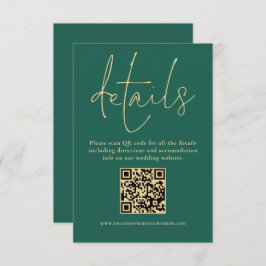 Gold Text QR Code Hochzeitsnacht Grün Details Begleitkarte