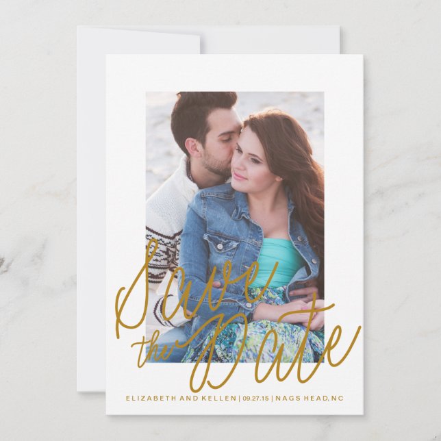 GOLD TEXT SAVE THE DATE Save the Date Karte (Vorderseite)