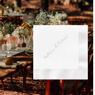 Gold Text Script White Wedgecocktail Serviette