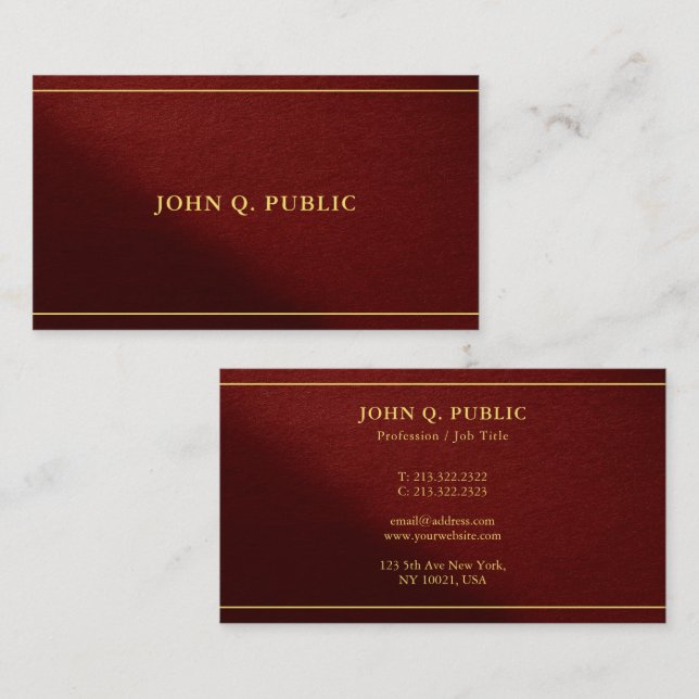 Gold Text Stylish Template Luxury Premium Thick Visitenkarte (Vorne/Hinten)