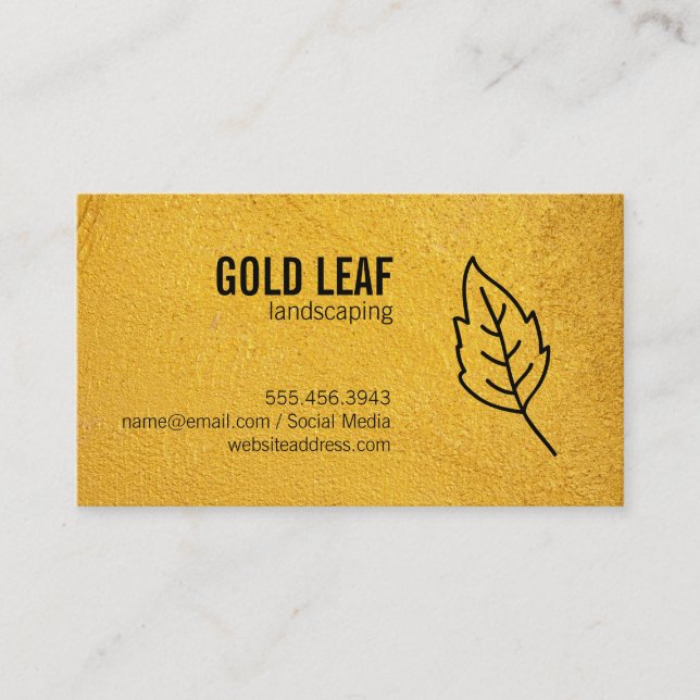 Gold Textur | Leaf Visitenkarte (Vorderseite)