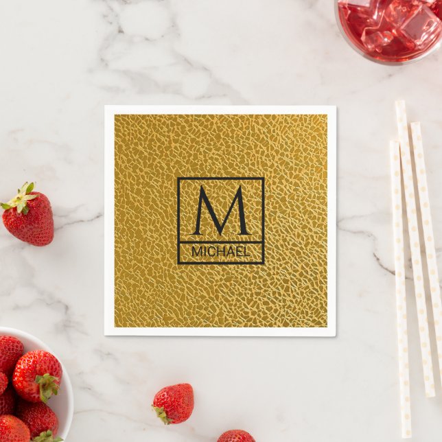 Gold Textur Neapel mit Initial & Name Serviette (Beispiel)
