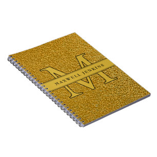 Gold Textur Notebook mit Monogramm und Name Notizblock