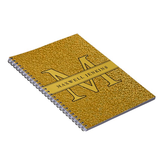 Gold Textur Notebook mit Monogramm und Name Notizblock (Rechte Seite)