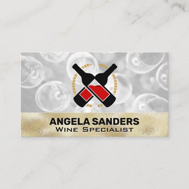 Gold Texture Weinflaschen Visitenkarte (Vorderseite)