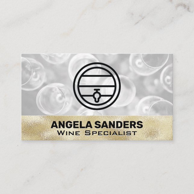 Gold Texture Wine Brillen | Weinbarrel Visitenkarte (Vorderseite)