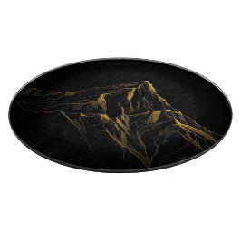 Gold textured abstract mountain lineart schneidebrett