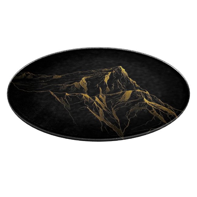 Gold textured abstract mountain lineart schneidebrett (Ecke)